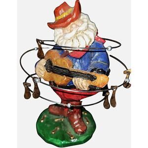 4" Vintage Rockin Guitar Playing Cowboy Santa